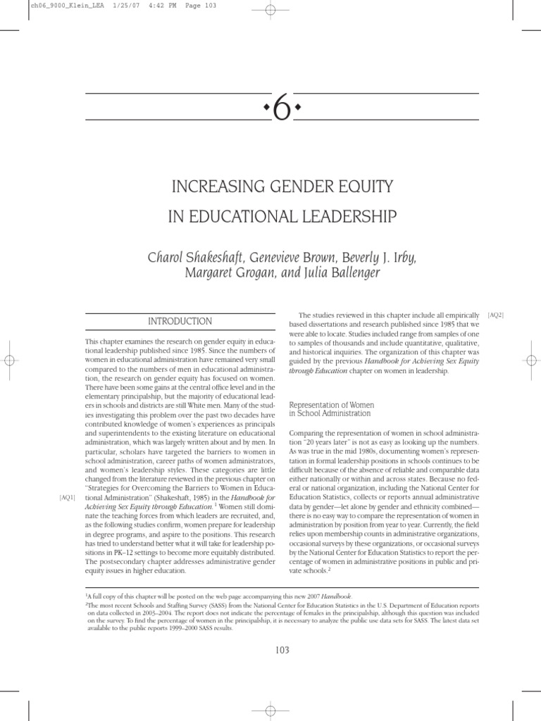 Gender Equity in Educational Leadership | PDF | Leadership | Sexual ...