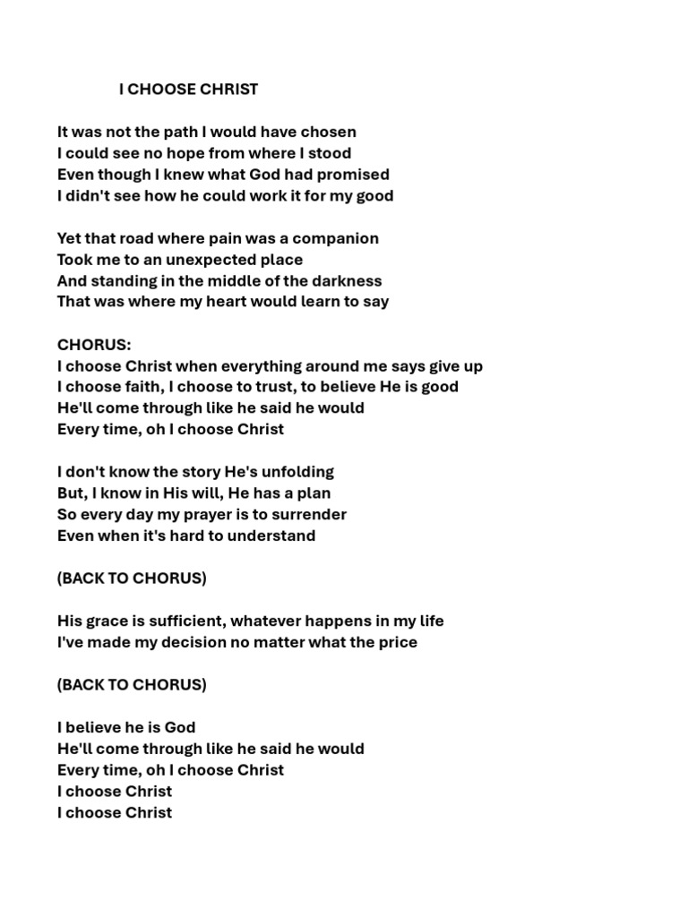 I Choose Christ: A Declaration of Faith | PDF