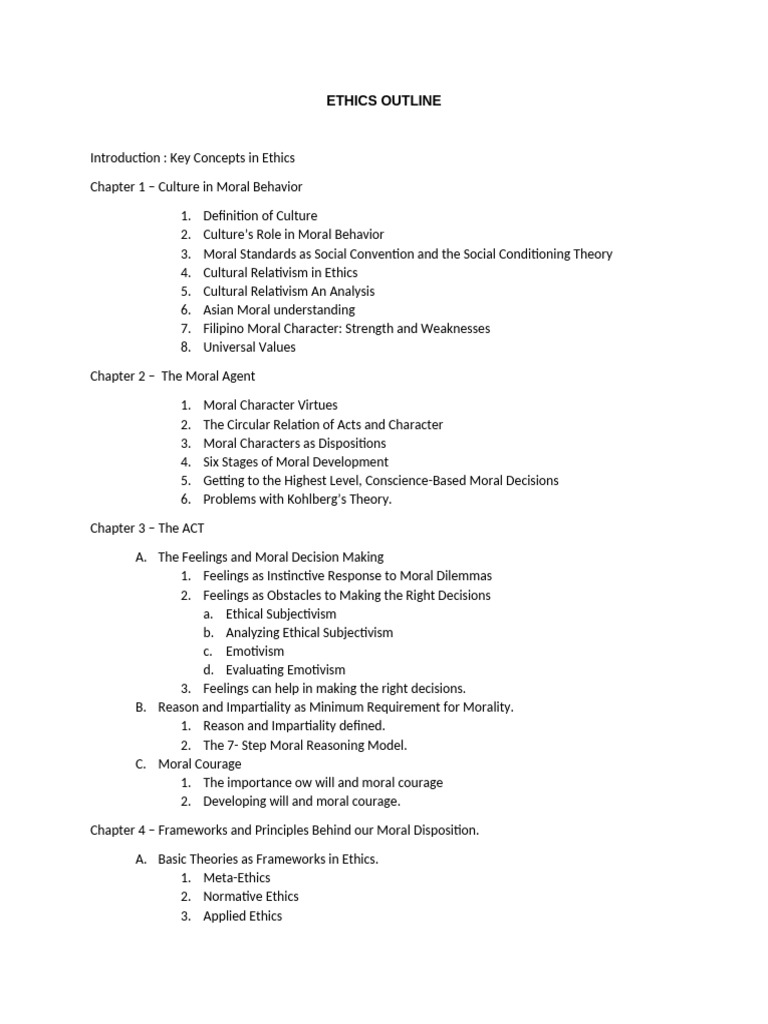 Comprehensive Ethics Outline Guide | PDF | Virtue Ethics | Morality