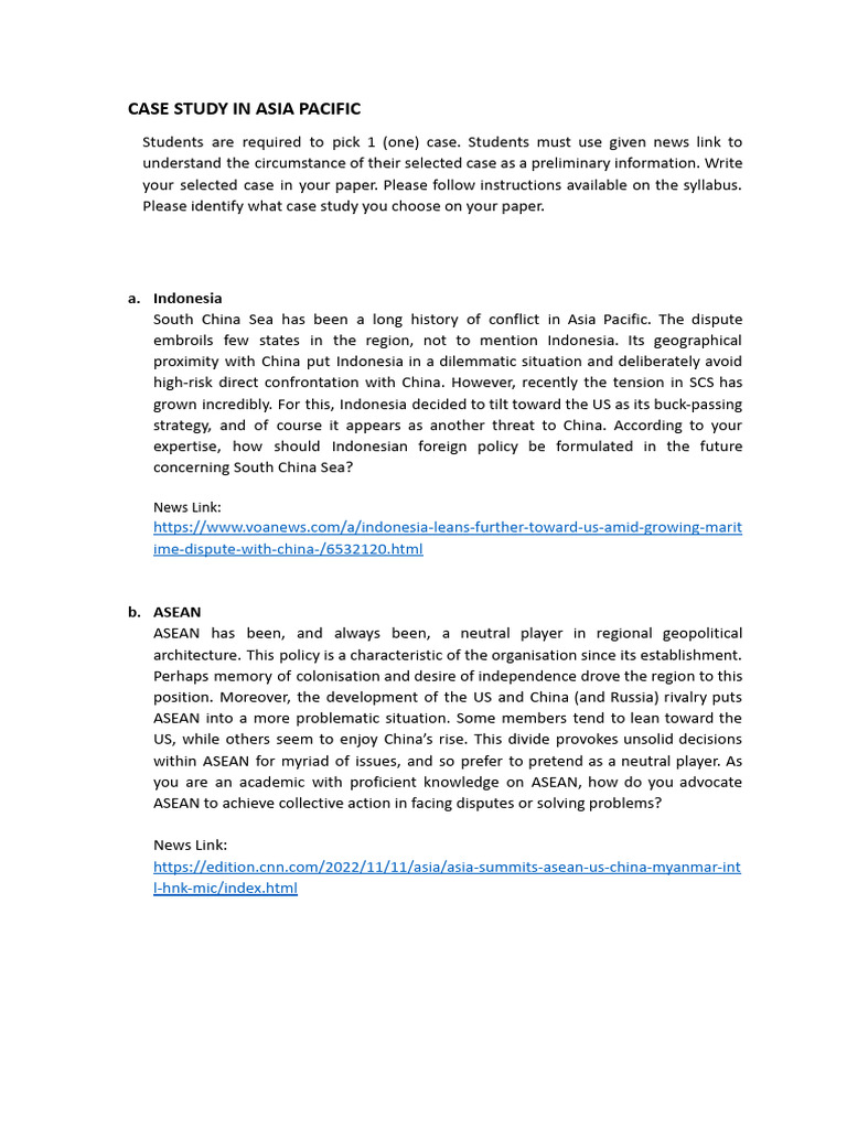 Asia Pacific Case Study Analysis | PDF | Taiwan | Indonesia