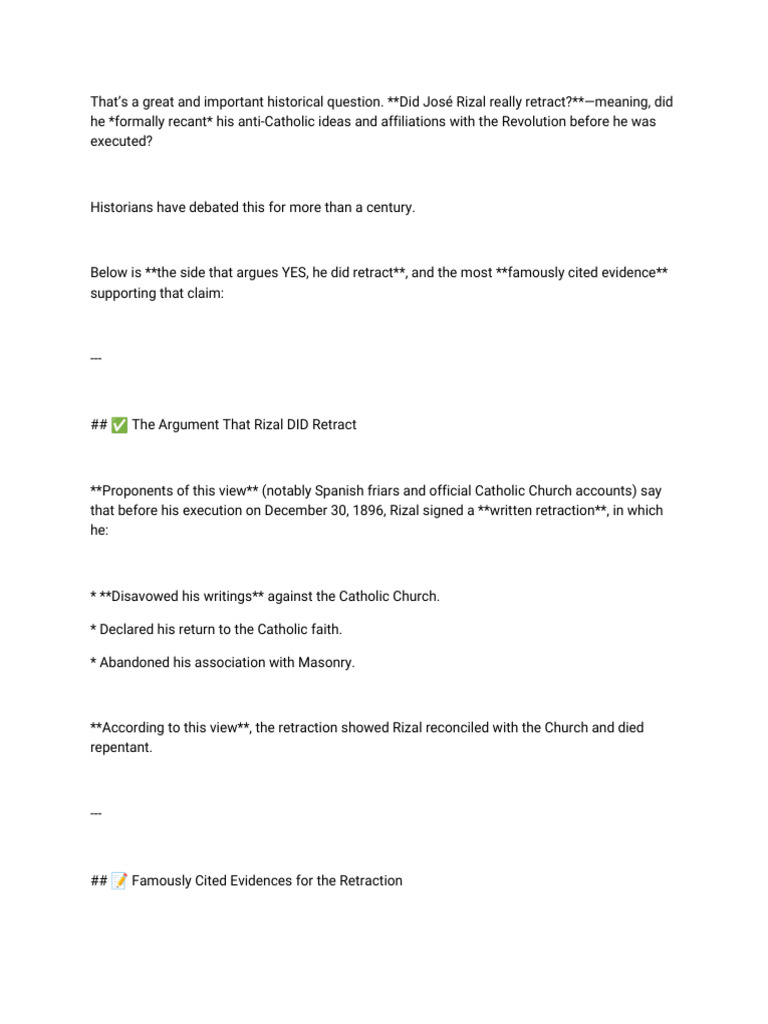 Did José Rizal Really Retract? | PDF | Catholic Church | Christian ...