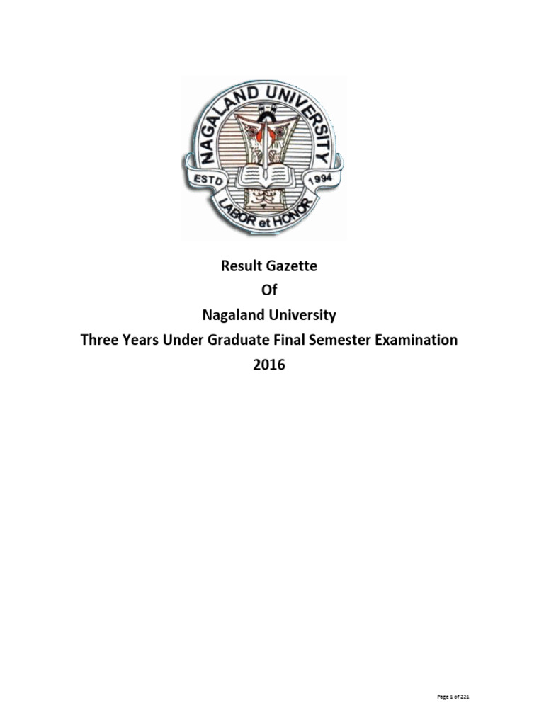 Nagaland University 6th Semester Results | PDF | Titles | Academic Degree