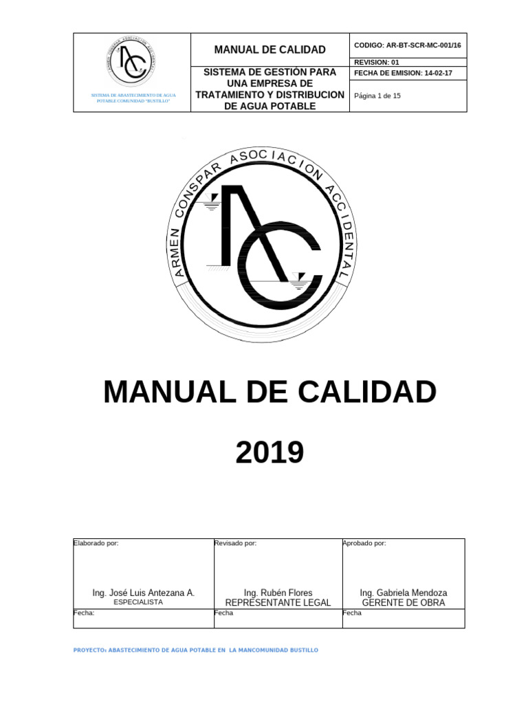 Manual de Calidad | PDF | Calidad (comercial) | Sistema de manejo de ...