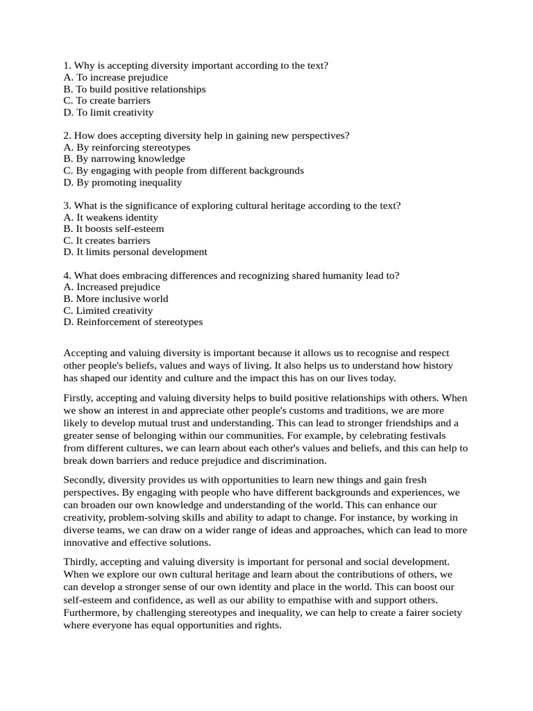 Embracing Diversity for Inclusion | PDF | Multiculturalism | Identity ...