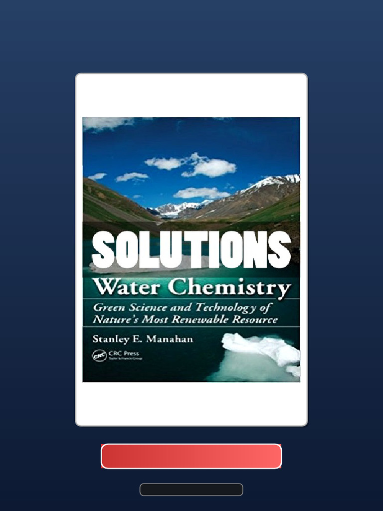 Water Chemistry Green Science and Technology of Nature S Most Renewable ...