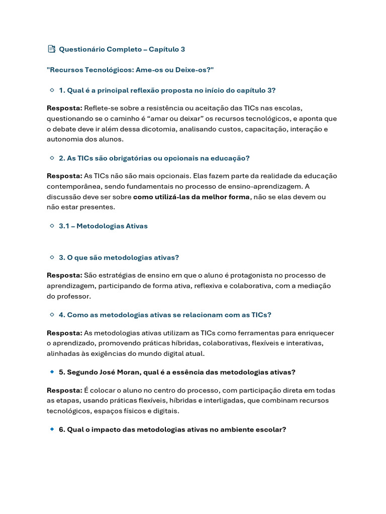? Questionário Completo - Capítulo 3 TIC | PDF | Tecnologia da ...