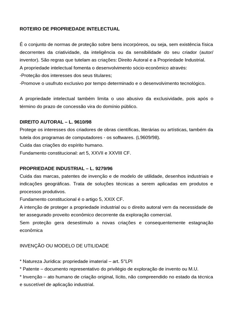 Guia Completo sobre Propriedade Intelectual | PDF | Propriedade ...