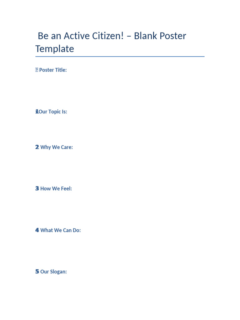 Blank Active Citizen Poster Template | PDF