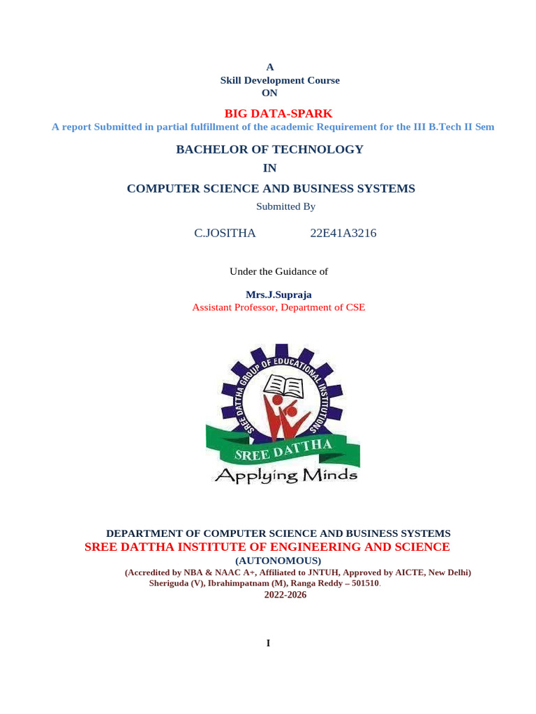 Big Data-Spark Skill Development Report | PDF | Thesis | Academia