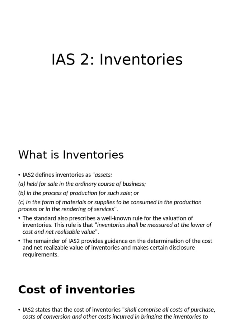 IAS 2 Inventory Valuation Guidelines | PDF | Inventory | Cost Of Goods Sold