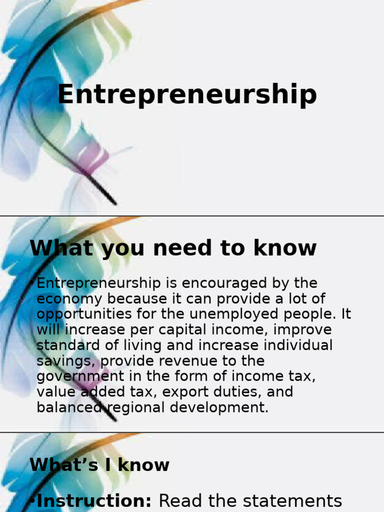 Entrep 1 q1 wk1 | PDF | Entrepreneurship | Innovation