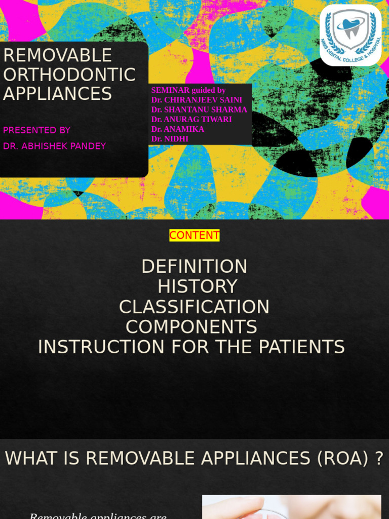 Removable Orthodontic Appliances Guide | PDF | Orthodontics | Dentistry