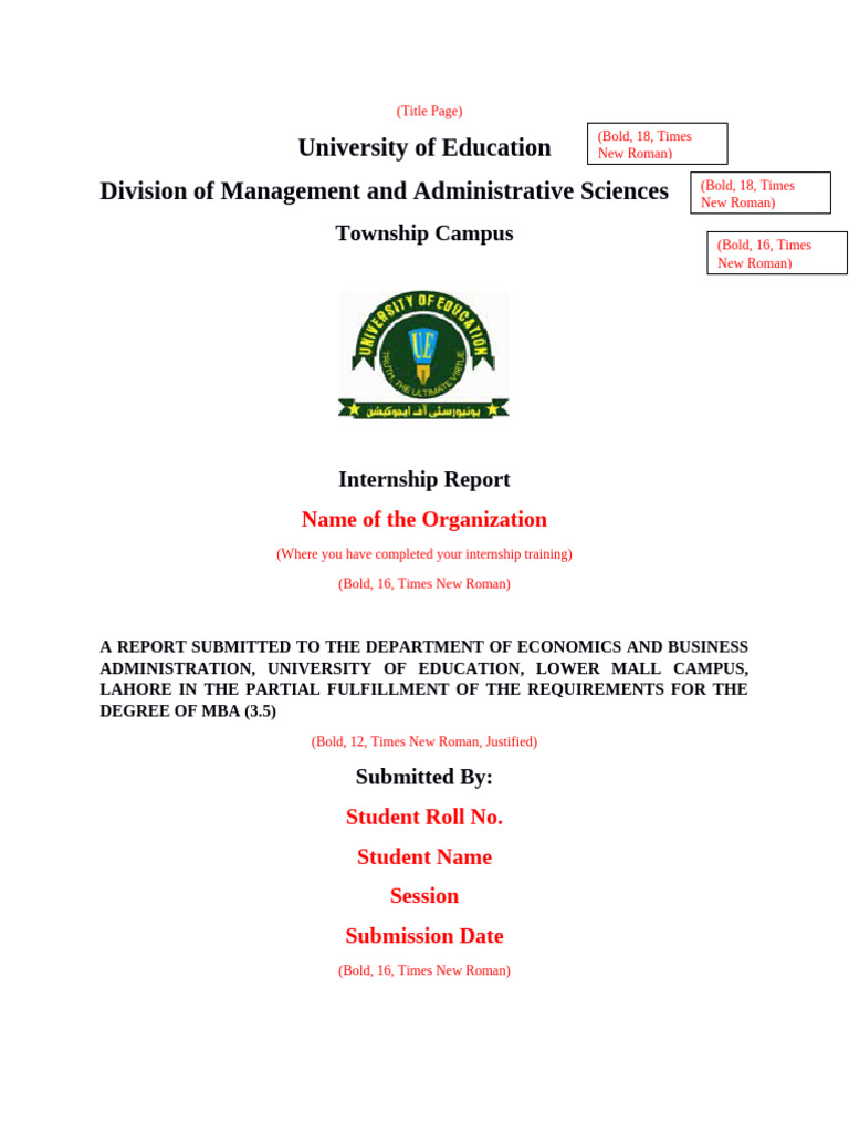 Internship Report Guidelines for MBA | PDF | Human Resource Management ...