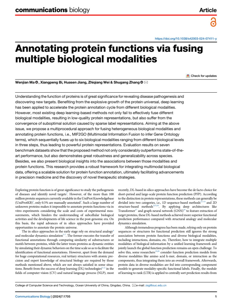 Protein Function Annotation via Multimodal Fusion | PDF | Proteins ...