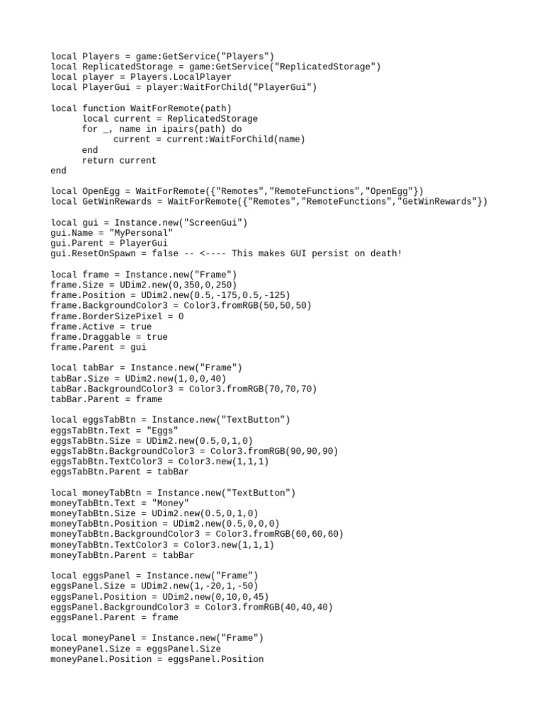 Inf Money Open Robux Egg Raw Code | PDF | Reproduction