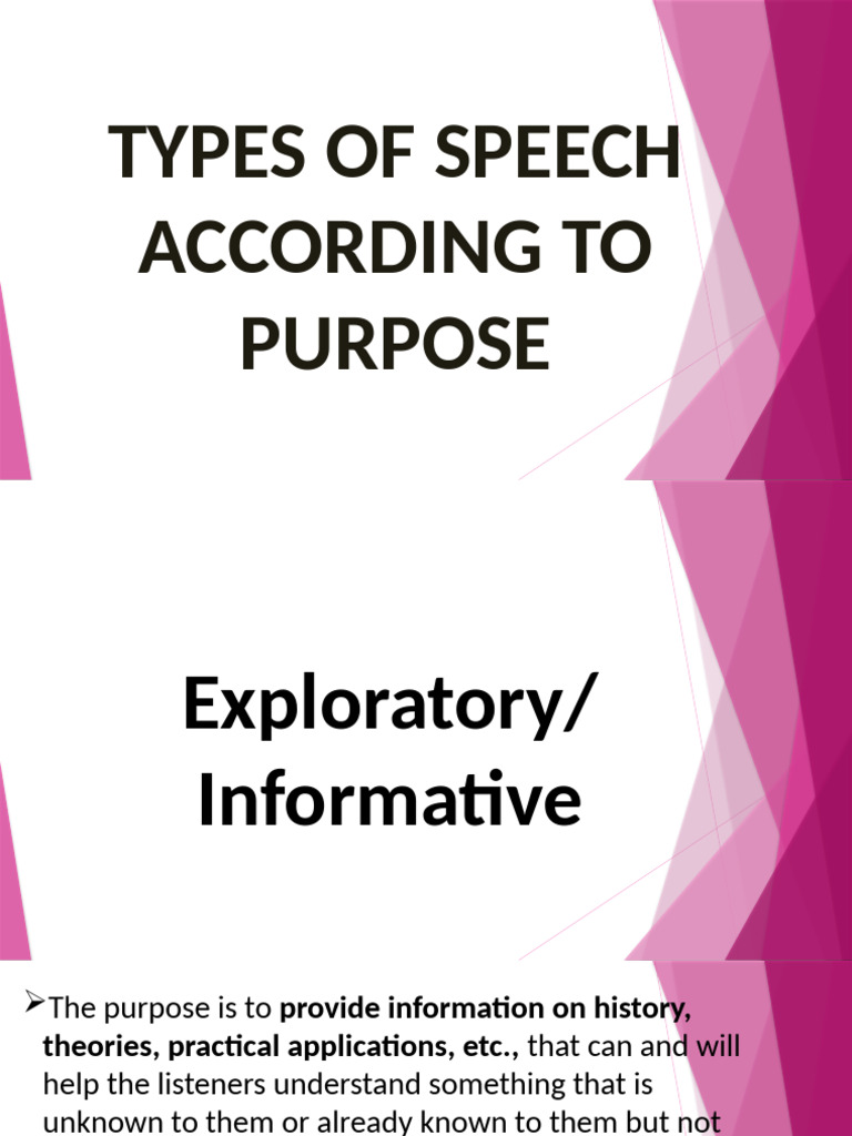 Types of Speech According To Purpose | PDF | Rhetoric | Human Communication