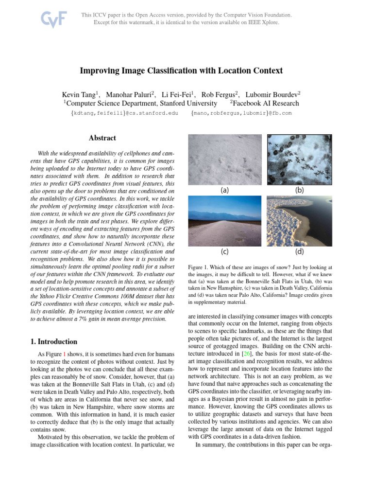 Image Classification with Location Context | PDF | Support Vector ...