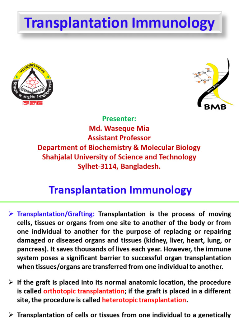 Transplantation Immunology Overview | PDF | Transplant Rejection ...