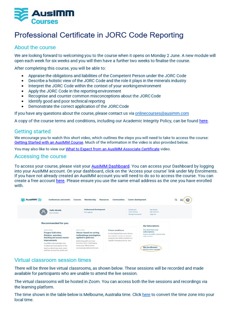 JORC Code Reporting Certificate Course | PDF
