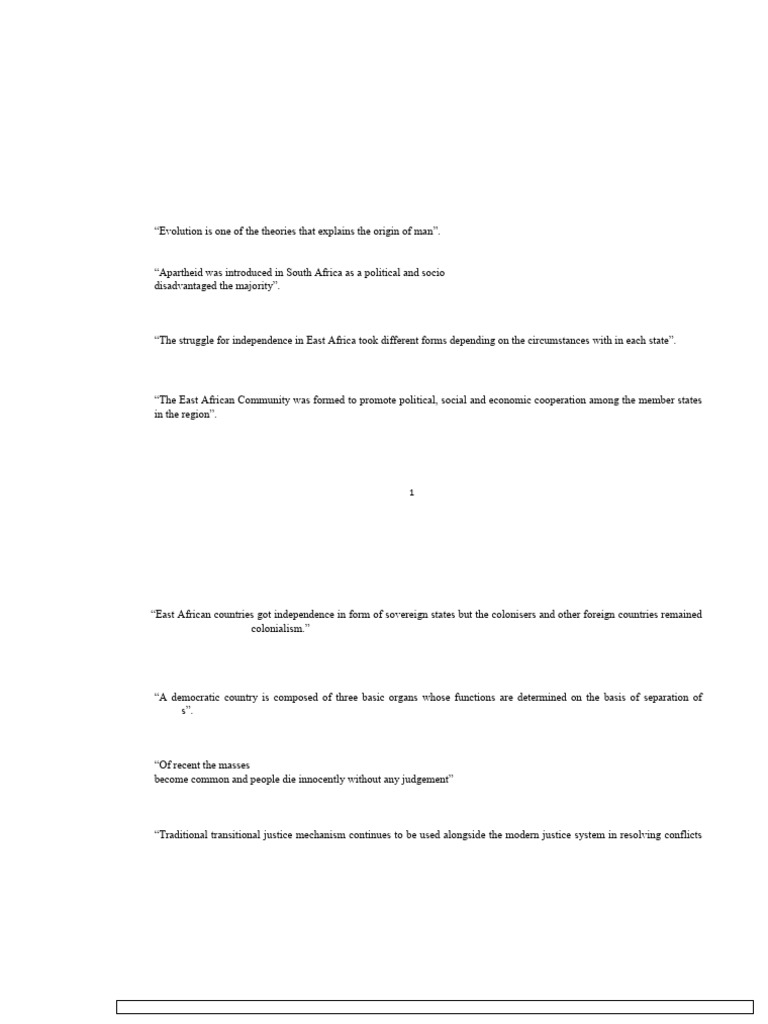 History and Political QN Paper Jude 1 | PDF | Uganda | Kenya