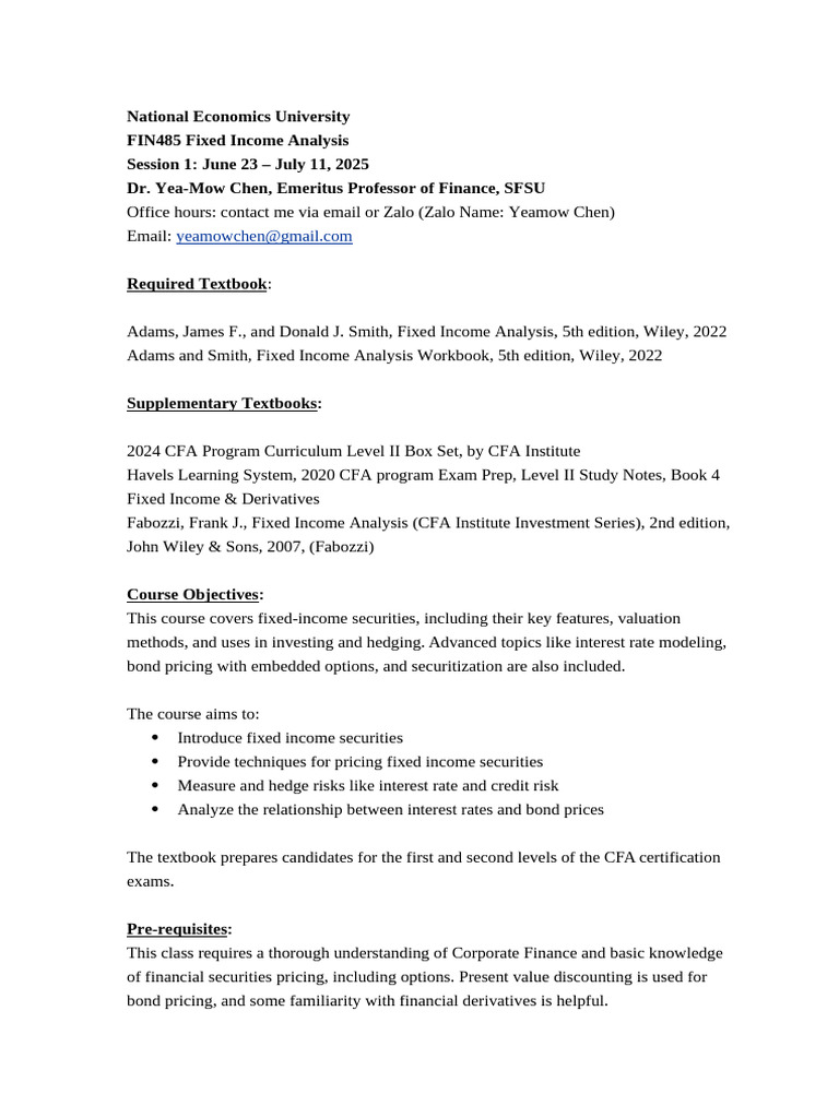 Fixed Income Analysis Course Overview | PDF | Yield Curve | Credit ...