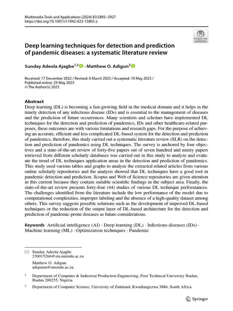 Deep Learning for Pandemic Detection | PDF | Artificial Intelligence ...