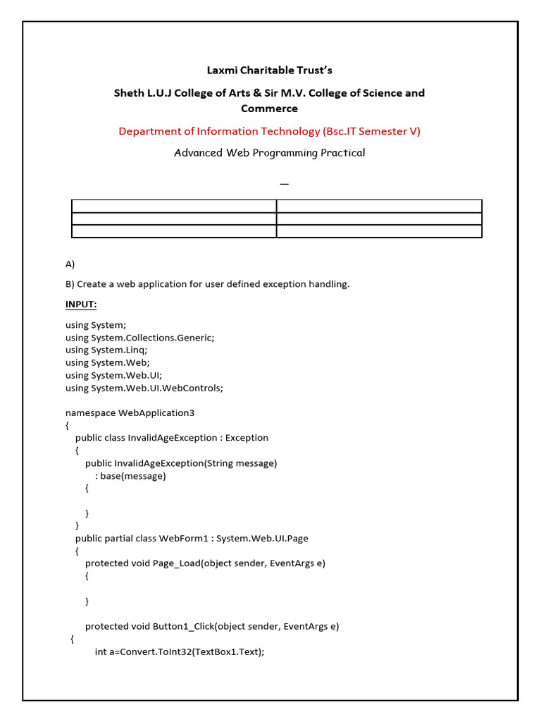 User Defined Exception Handling Web App | PDF
