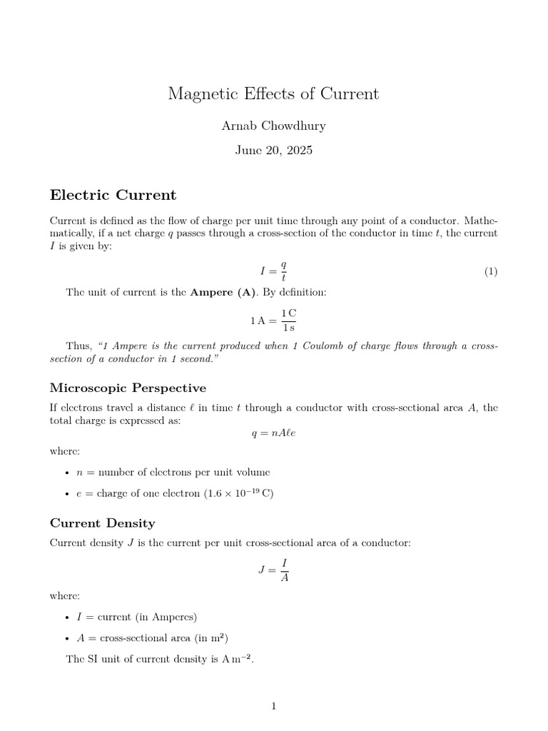 Magnetic Effects of Electric Current | PDF | Electromagnetic Induction ...