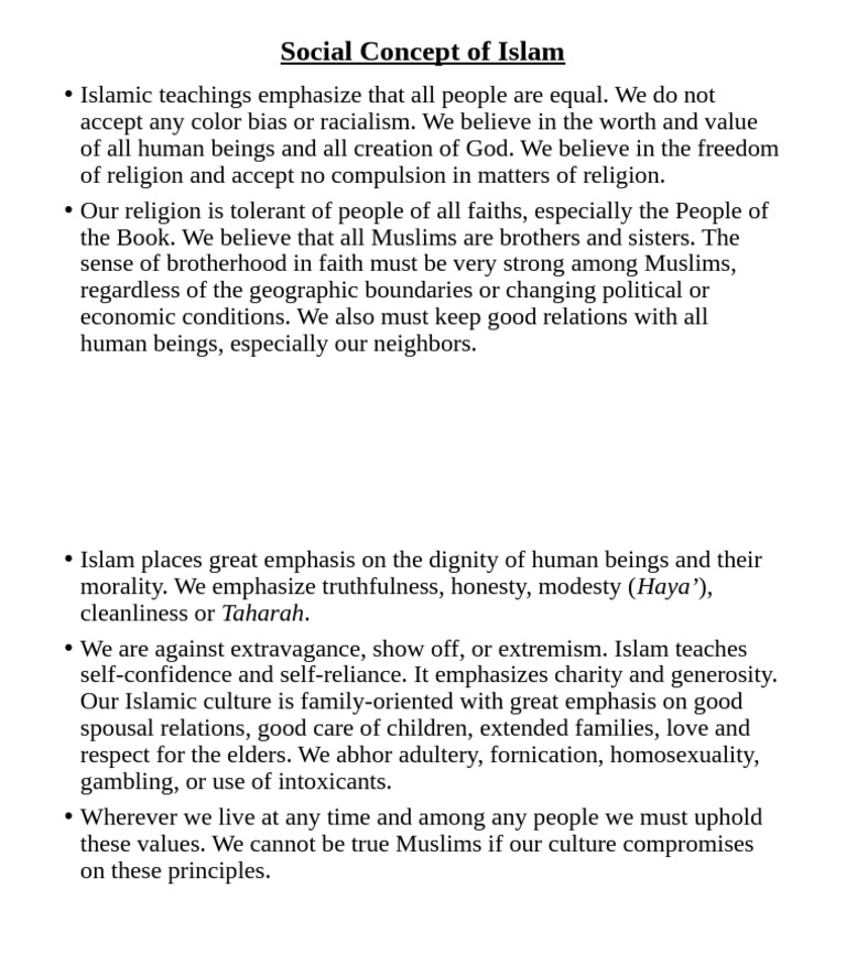 Social Values in Islam Explained | PDF