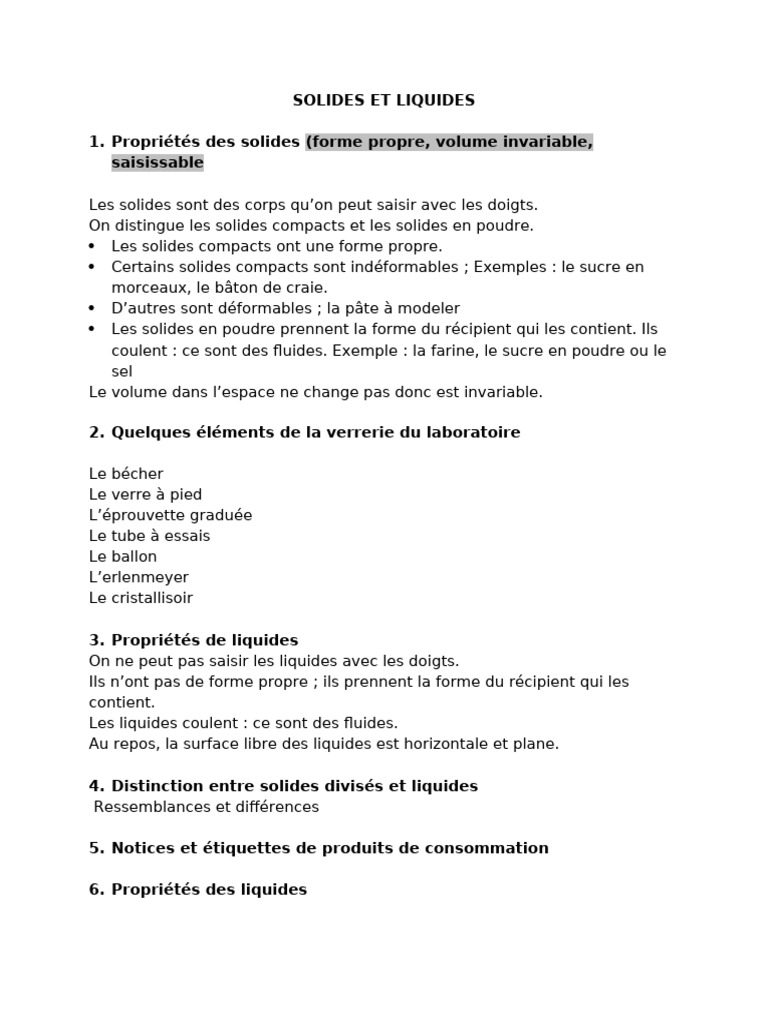 Propriétés des solides divisés | PDF | Substances chimiques