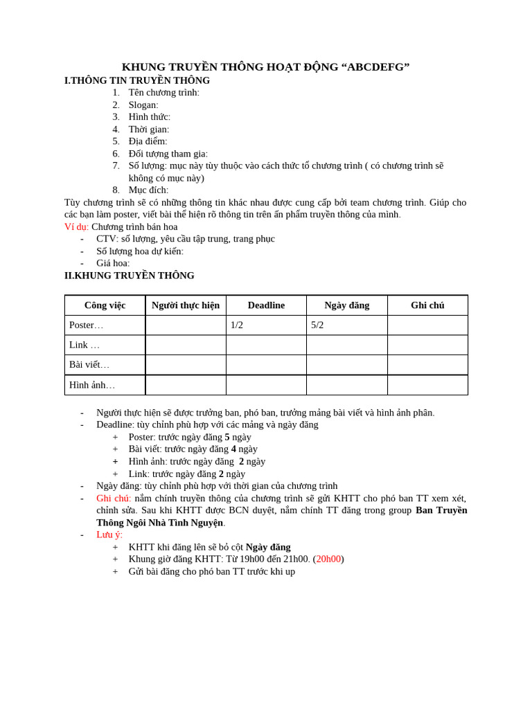 Mẫu KHTT | PDF