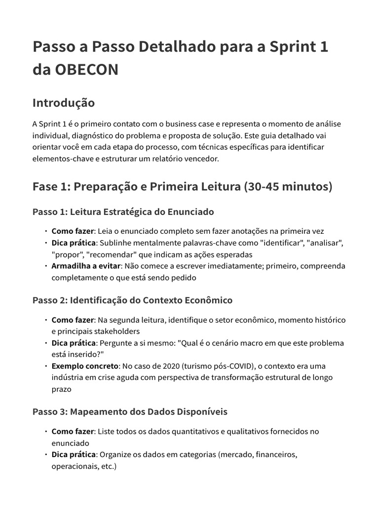 Guia Completo para Sprint 1 da OBECON | PDF | Economia | Análise SWOT