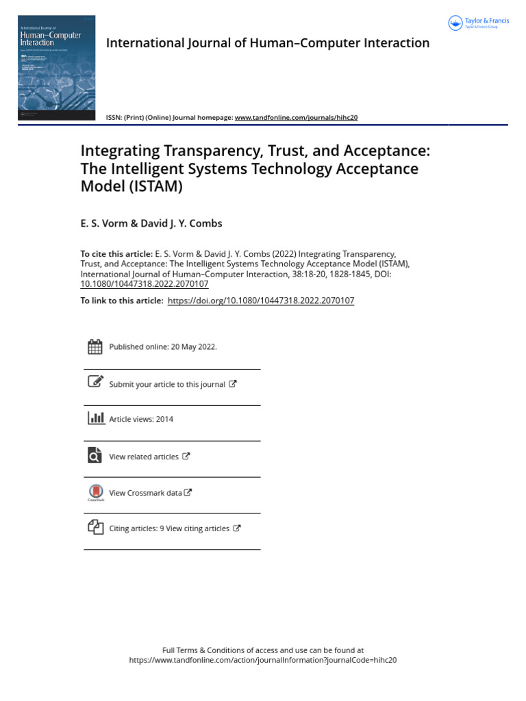 ISTAM: Enhancing Trust in Intelligent Systems | PDF | Human–Computer ...