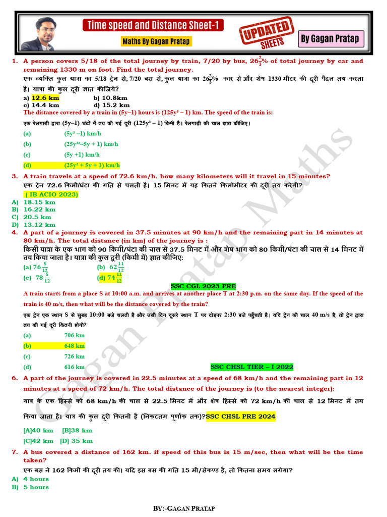 Journey Distance and Speed Calculations | PDF | Speed | Chess Theory
