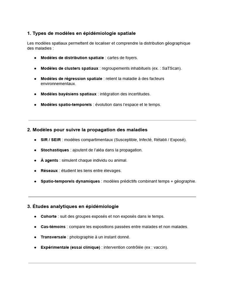 Modèles et outils en épidémiologie spatiale | PDF