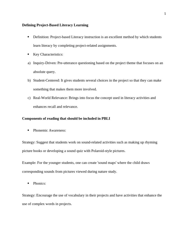 Project-Based Literacy Instruction Guide | PDF | Literacy | Learning