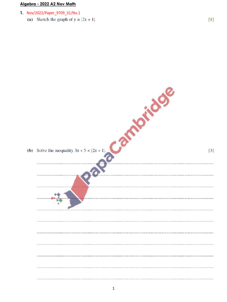 Algebra 2022 A2 Nov Math 1 | PDF