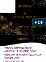Presentation ON Industrial Policy, 1991: Master of Social Works-Ii YR