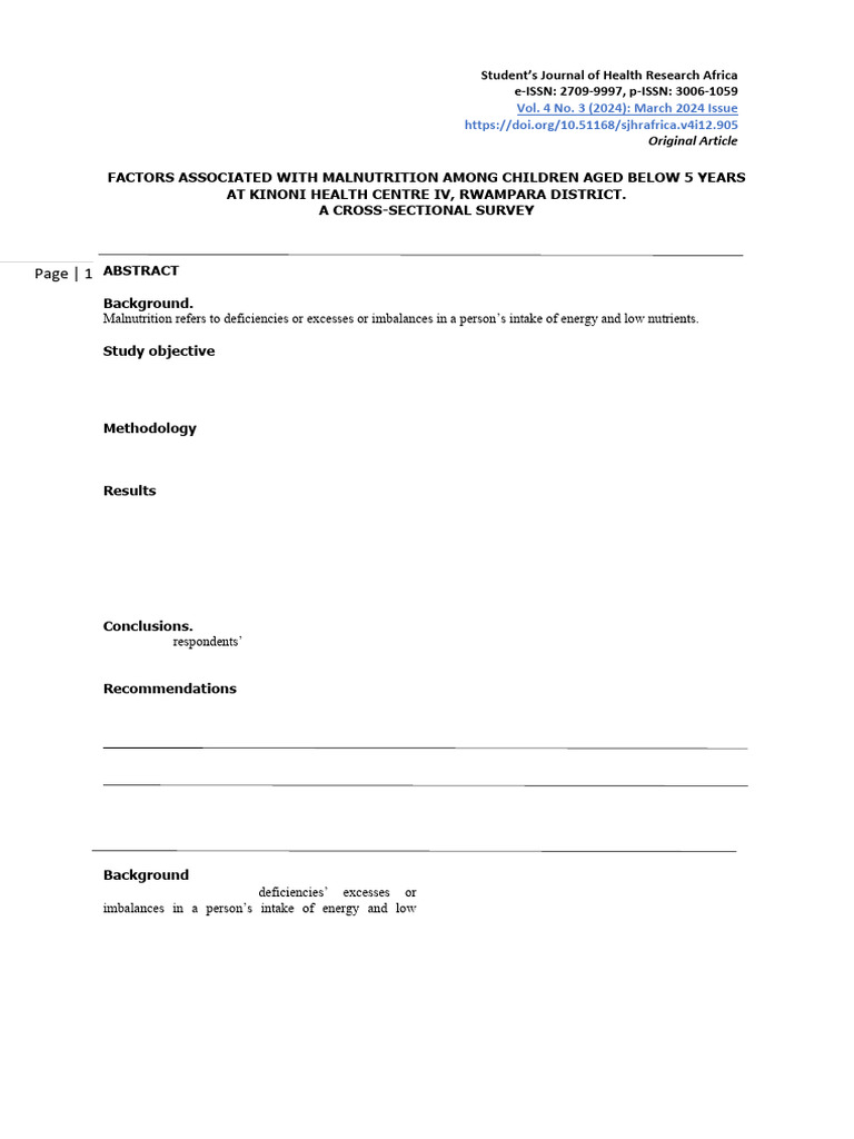 Malnutrition Factors in Children Under 5 | PDF | Malnutrition | Nutrition