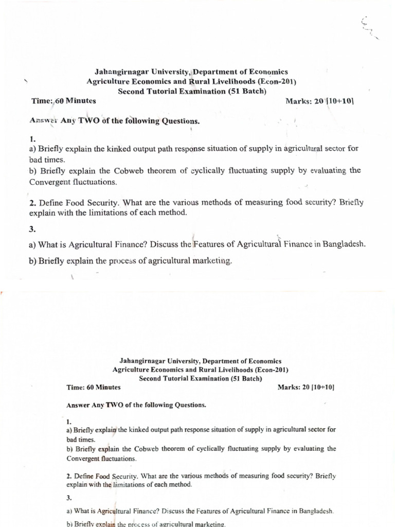 2nd Year 51 Batch Tutorial Questions | PDF