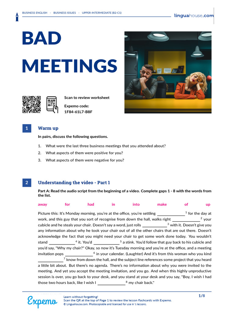 Bad Meetings British English Student B2 C1 | PDF