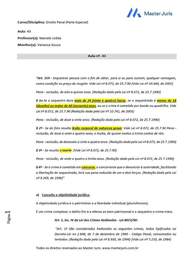 Extorsão Mediante Sequestro e Indireta | PDF | Extorsão | Crimes