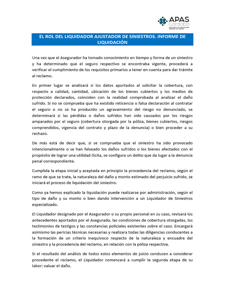 Funciones del Liquidador de Seguros | PDF | Seguro | Póliza de seguros