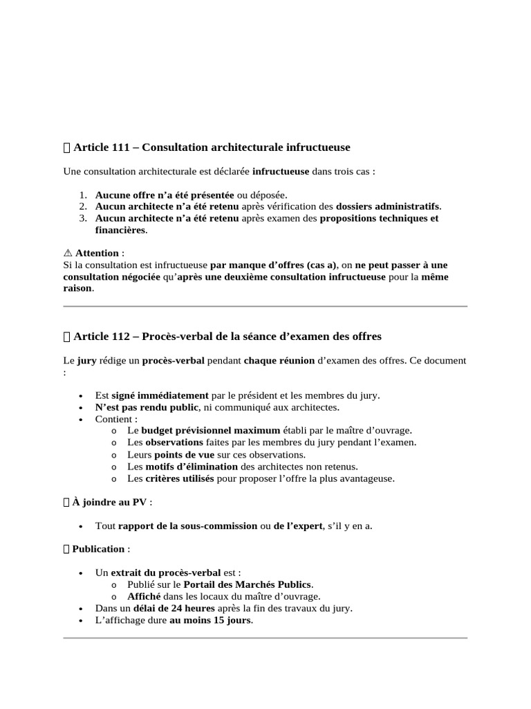 Consultation architecturale infructueuse | PDF | Architecte | Publicité