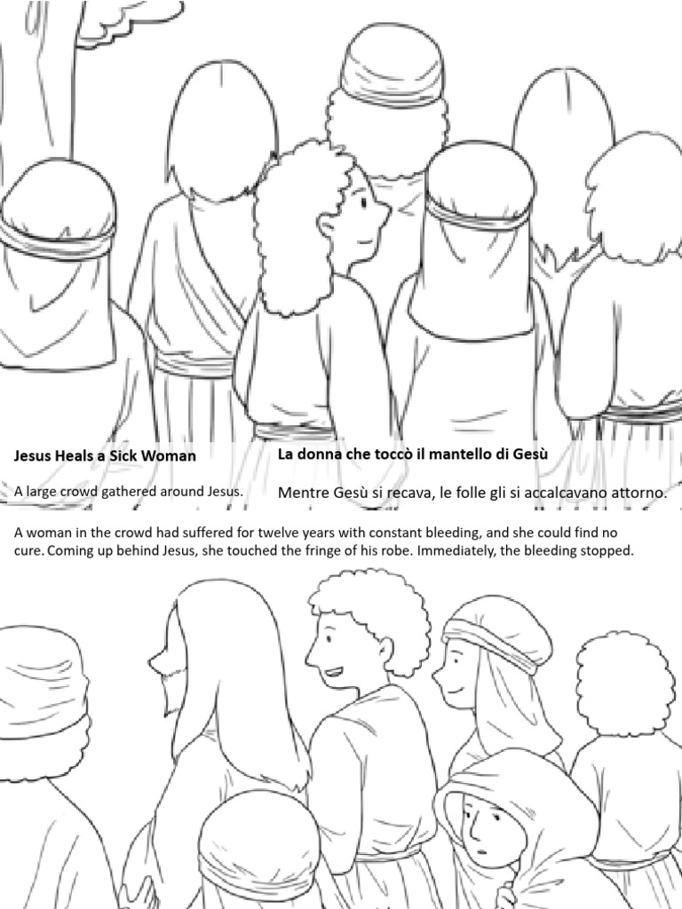 La Donna Che Toccò Il Mantello Di Gesù - Libro Da Colorare - JPG | PDF, image size:768x1024