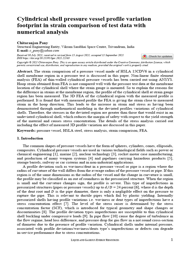 Strain Analysis in Cylindrical Pressure Vessels | PDF | Stress ...