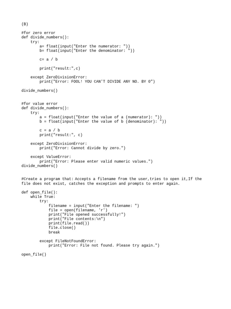 Error Handling in Python Functions | PDF