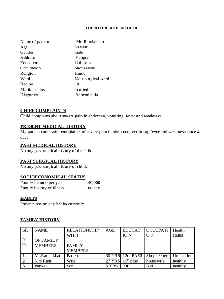 Appendicitis Patient Assessment Report | PDF | Respiratory System | Nursing