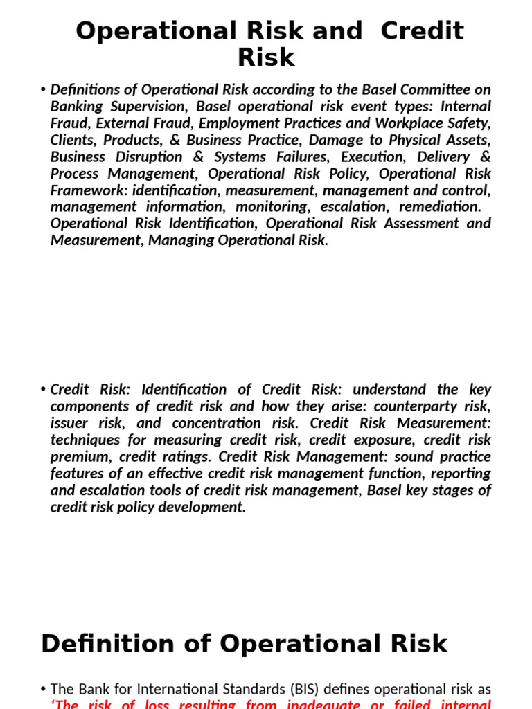 Operational and Credit Risk Management Guide | PDF | Credit Risk ...