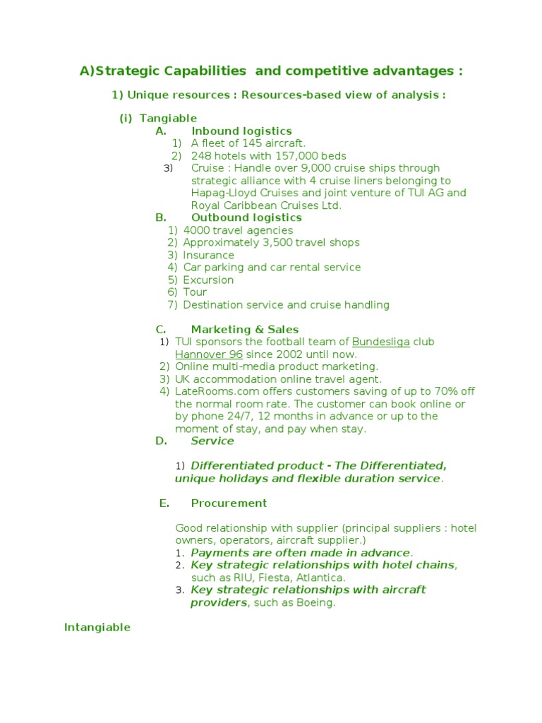 TUI's Strategic Capabilities and SWOT Analysis | PDF | Travel Agency ...
